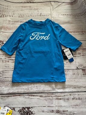 Ford Bright Blue Kids Short-Sleeve Rashguard